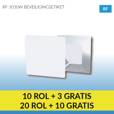 3030W - wit RF beveiligingsetiket 30 x 30 mm