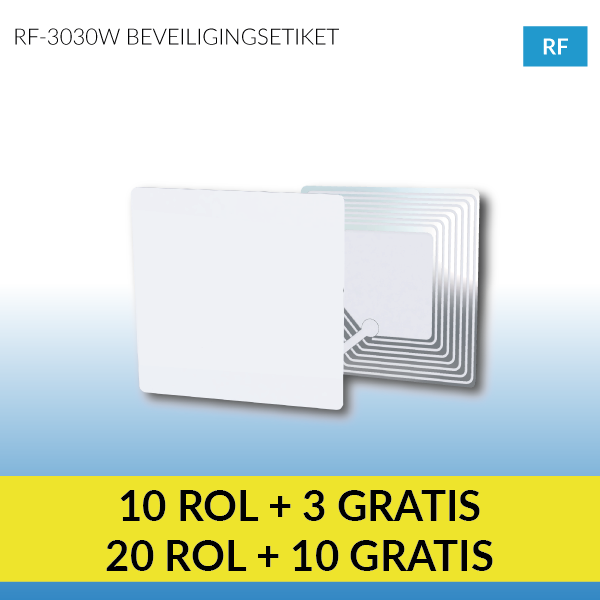 3030W - wit RF beveiligingsetiket 30 x 30 mm