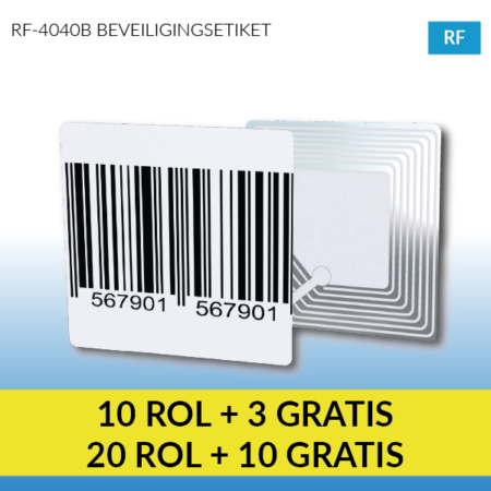 4040B - Barcode RF beveiligingsetiket 40 x 40 mm