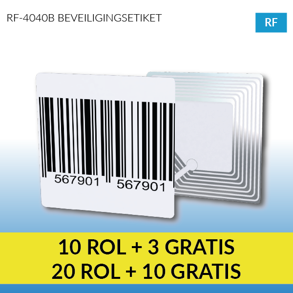 4040B - Barcode RF beveiligingsetiket 40 x 40 mm