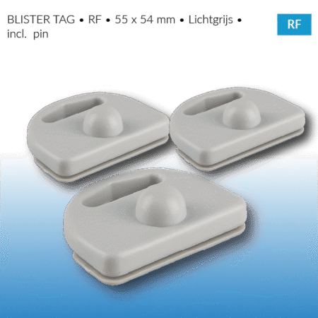 BLISTER TAG • RF • 55 x 54 mm • Lichtgrijs • incl. pin • eas • artikelbeveiliging