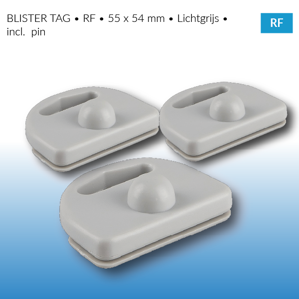 BLISTER TAG • RF • 55 x 54 mm • Lichtgrijs • incl. pin • eas • artikelbeveiliging