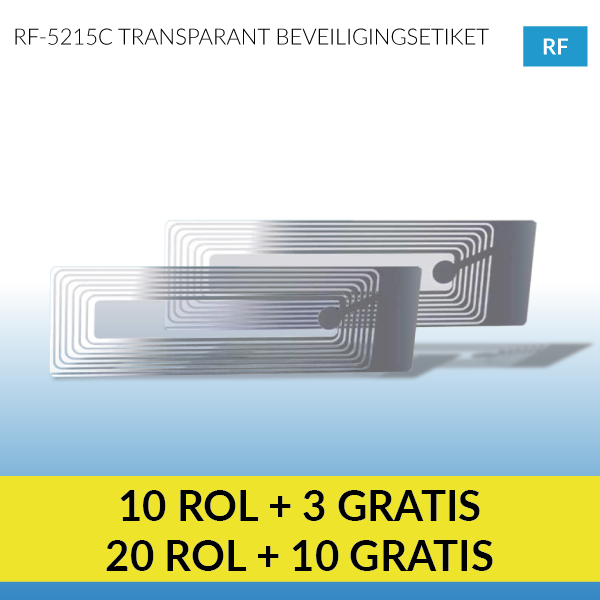 5215-C - Transparant RF beveiligingsetiket 52 x 15 mm