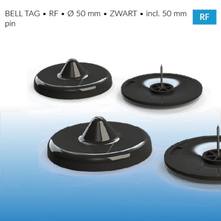 BELL TAG • RF • Ø 50 mm • ZWART • incl. 50 mm pin - eas - artikelbeveiliging