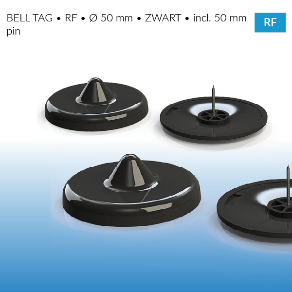 BELL TAG • RF • Ø 50 mm • ZWART • incl. 50 mm pin - eas - artikelbeveiliging