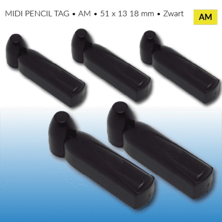 MIDI PENCIL TAG • AM • 51 x 13 18 mm • Zwart - artikelbeveiliging - winkeldiefstal - shoplifting - eas