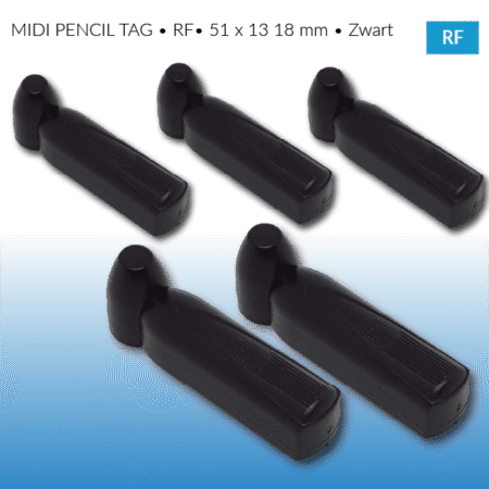 MIDI PENCIL TAG • RF • 51 x 13 18 mm • Zwart - artikelbeveiliging - winkeldiefstal - shoplifting - eas