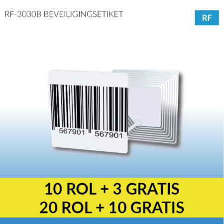 3030B - Barcode RF beveiligingsetiket 40 x 40 mm