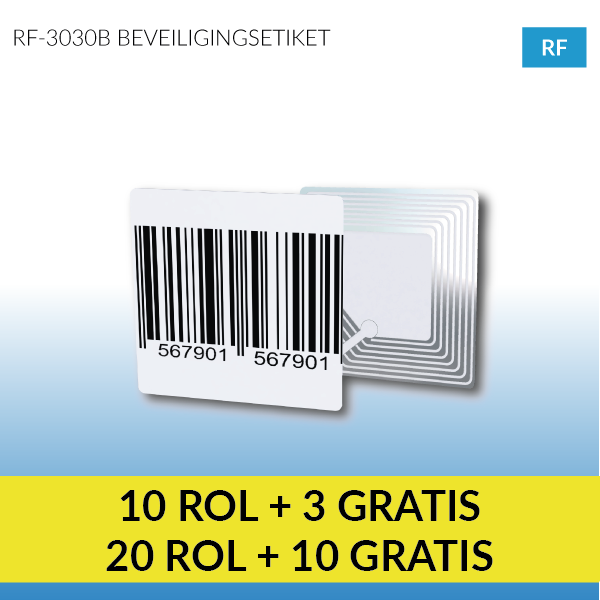 3030B - Barcode RF beveiligingsetiket 40 x 40 mm