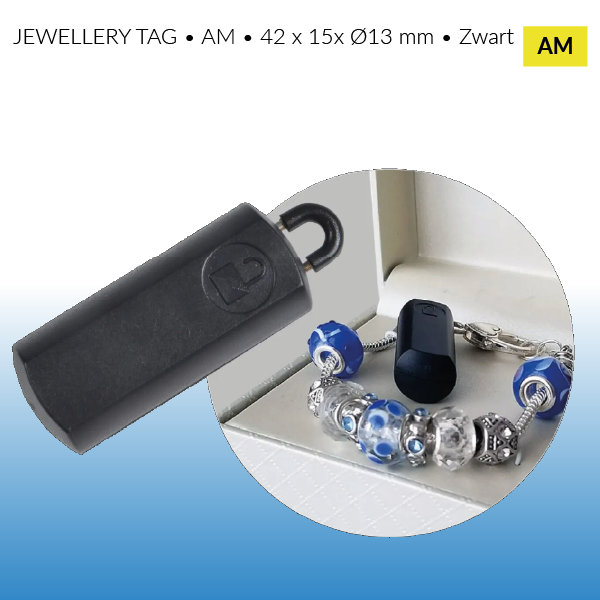 JEWELLERY TAG • AM • 42 x 15x Ø13 mm • Zwart - artikelbeveiliging - hard tag - eas - diefstalpreventie