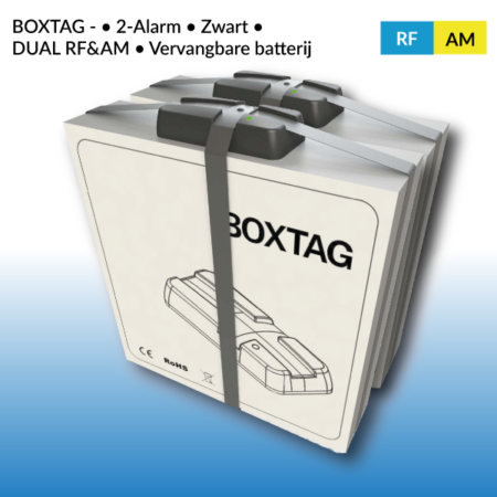BOXTAG • 2-Alarm • Zwart • DUAL RF&AM • Vervangbare batterij