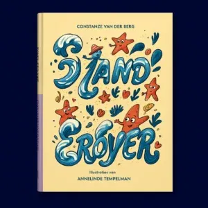 Voorbeeld van gedrukt A5-boek met kleurrijke kinderlijke illustraties – “Zand Erover”. 