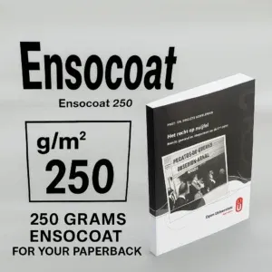 Paperback boek op Ensocoat 250 grams promotiemateriaal