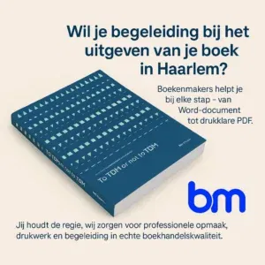 boek uitgeven haarlem, Boekenmakers logo en boek uit Haarlem