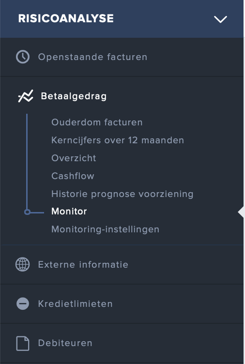 risico analyse menu items