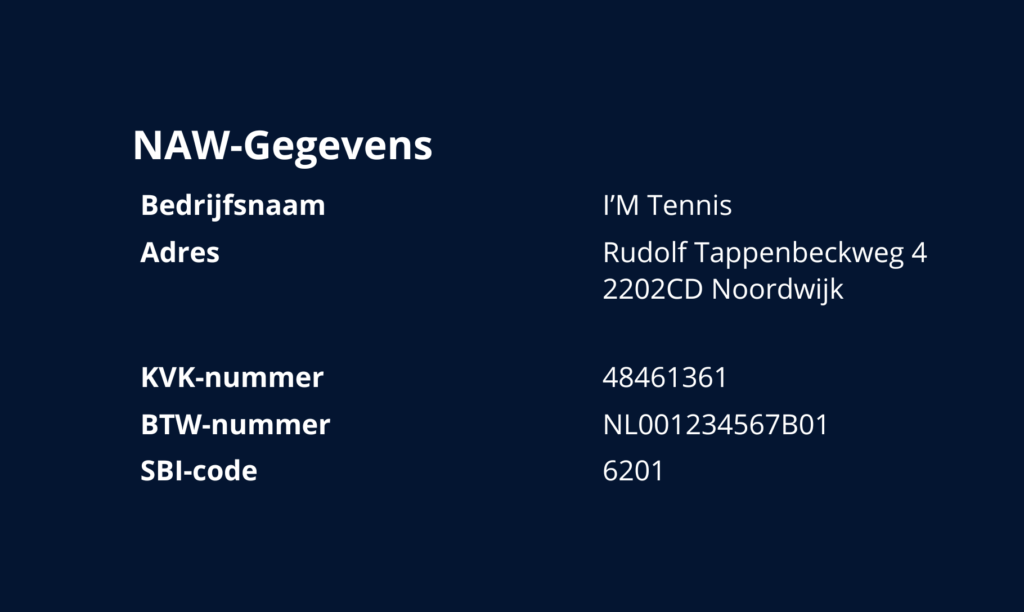 voorbeeld naw gegevens