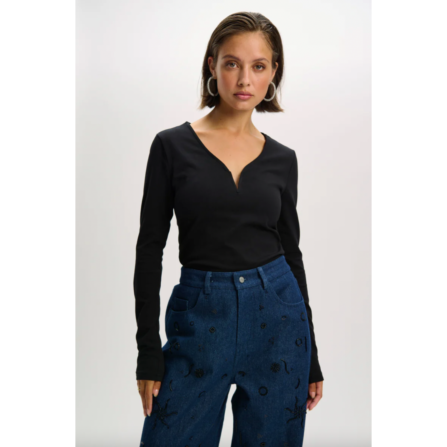 Refined Department Zohra Rib Top Black - Afbeelding 2