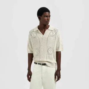 Olaf Face Logo Knit Polo Off White - Off White, XL