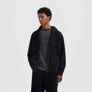 Olaf Contrast Signature Zip Hoodie Black