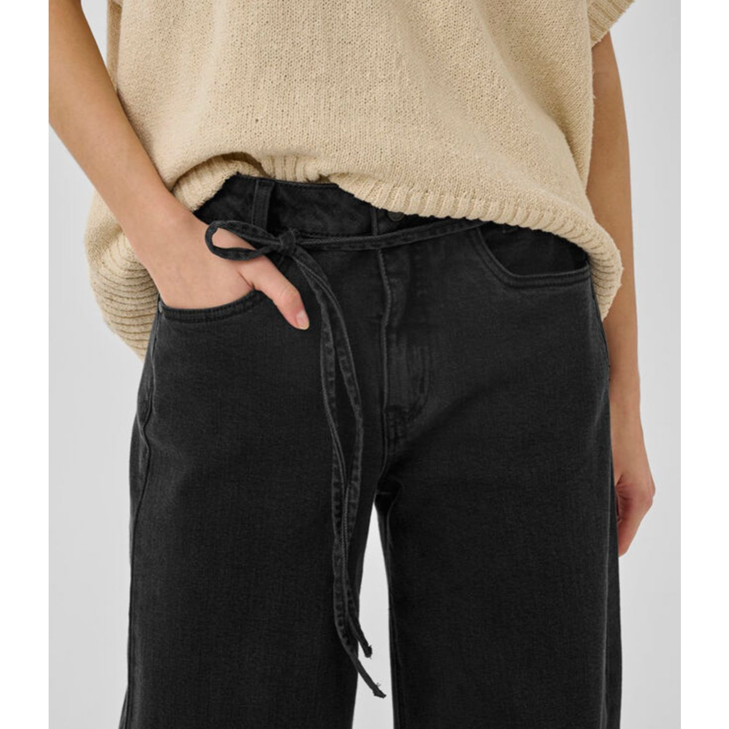 My Essential Wardrobe Karo Mid X-Wide Jeans Dark Grey Wash - Afbeelding 7