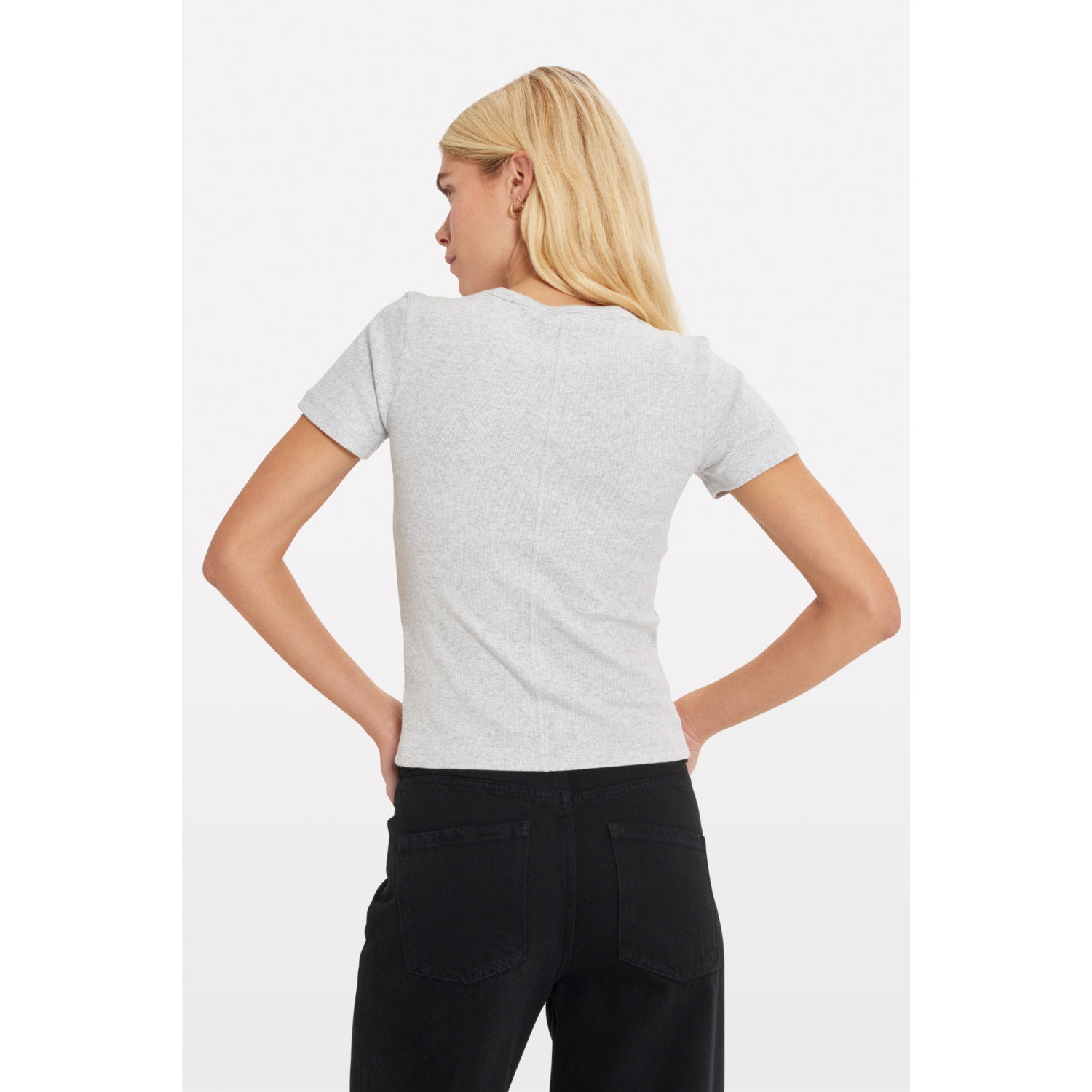 Envii Enally SS Crop Tee Light Grey Mel - Afbeelding 2