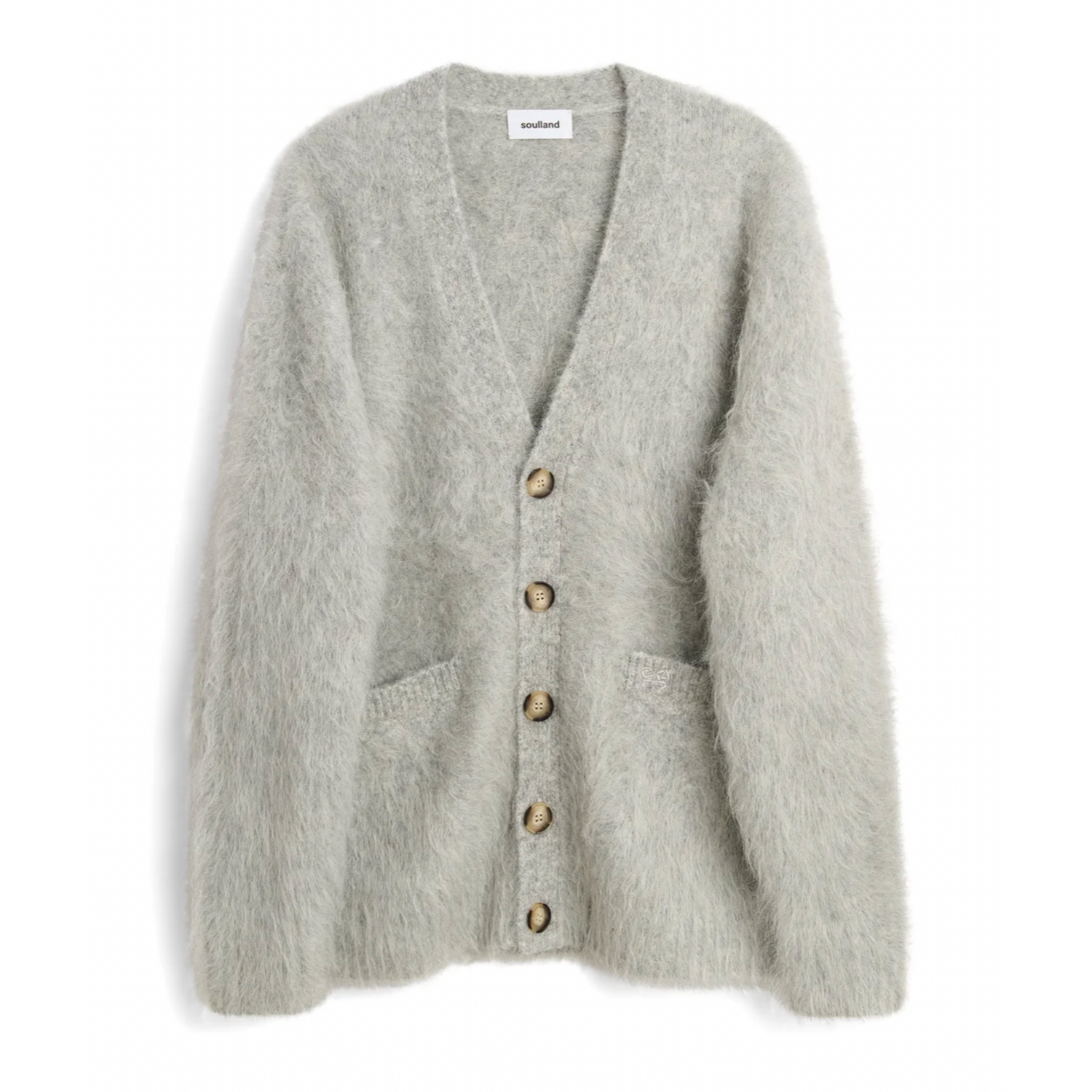 soulland Bob Alpaca Mix Cardigan Light Grey Melange