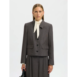 Selected Fitted Camilla Short Blazer Black/Structure - Black/Structure, 38