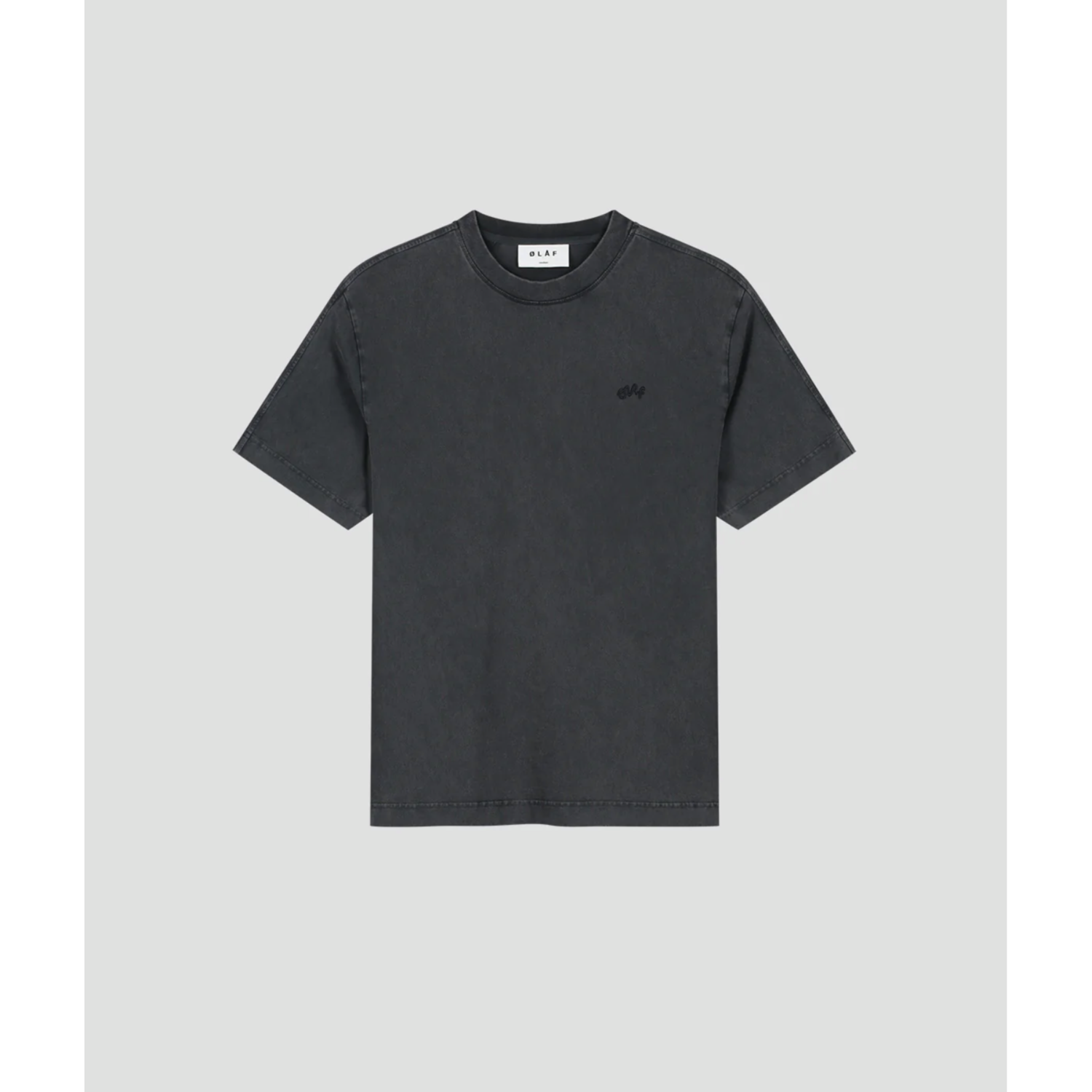 Olaf Washed Signature SS Tee Charcoal