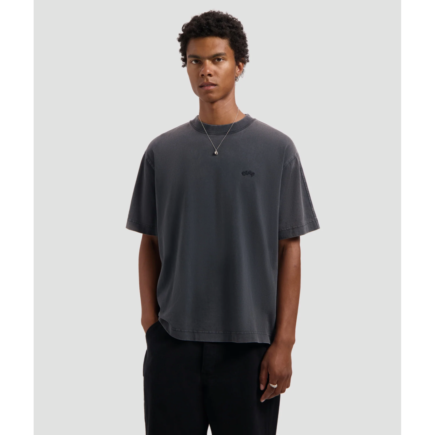 Olaf Washed Signature SS Tee Charcoal - Afbeelding 5