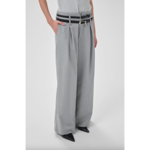 My Essential Wardrobe Hanna High Wide Pant Light Grey Melange