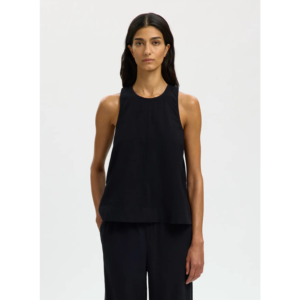 Selected Luisa Linen Blend Top Black
