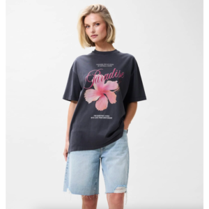 Catwalk Junkie Oversized Graphic T-Shirt Dark Grey - Dark Grey, 36