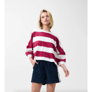 Catwalk Junkie Oversized Bold Striped T-Shirt Cranberry - Cranberry Juice, 38