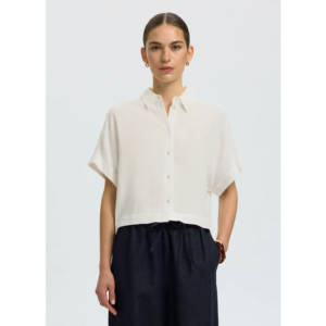 Selected Viva SS Cropped Shirt Sandshell - Sandshell, 38