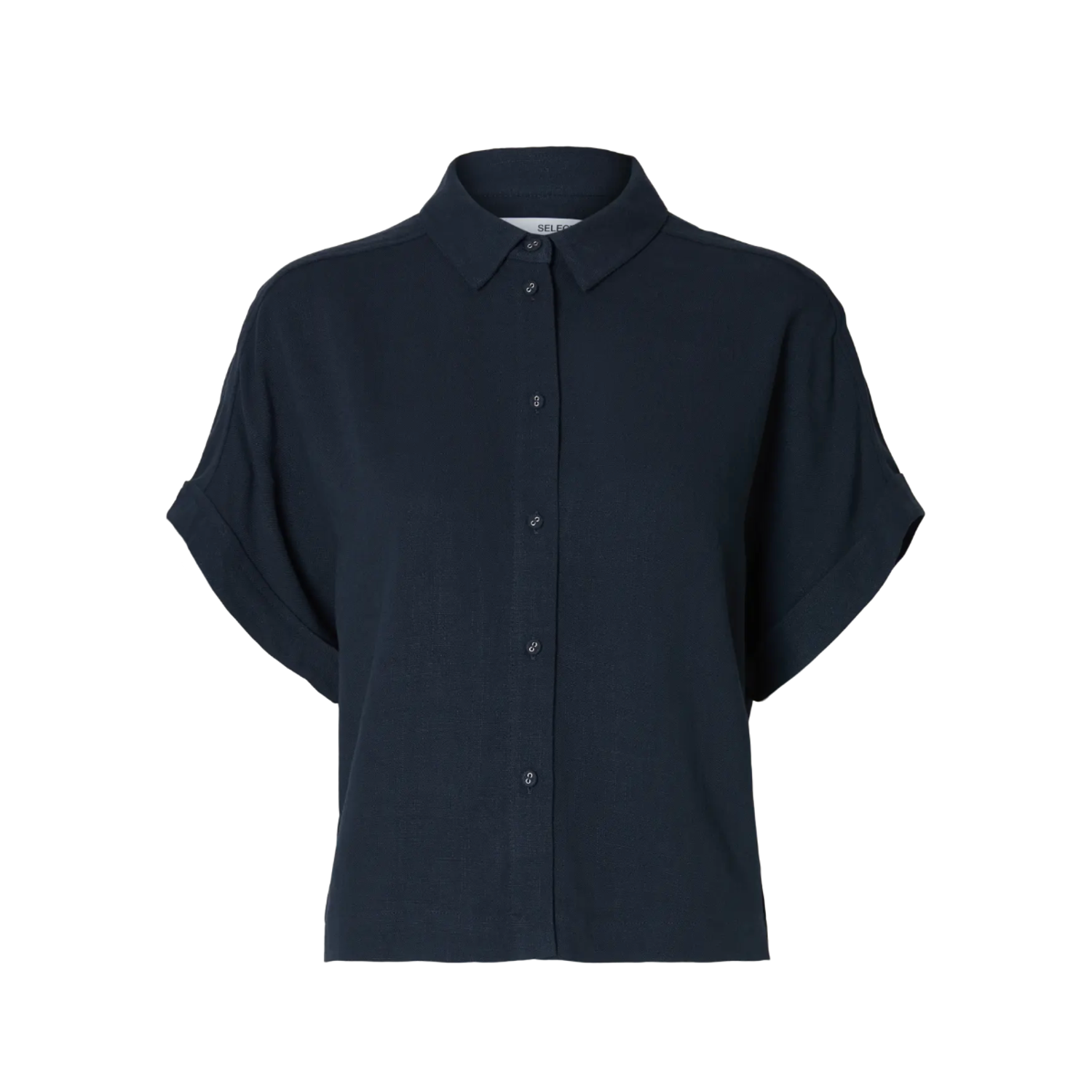 Selected Viva SS Cropped Sun Shirt Noos Dark Sapphire - Afbeelding 2