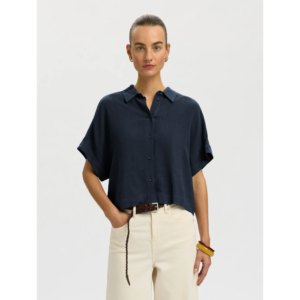 Selected Viva SS Cropped Sun Shirt Noos Dark Sapphire - Dark Sapphire, 44