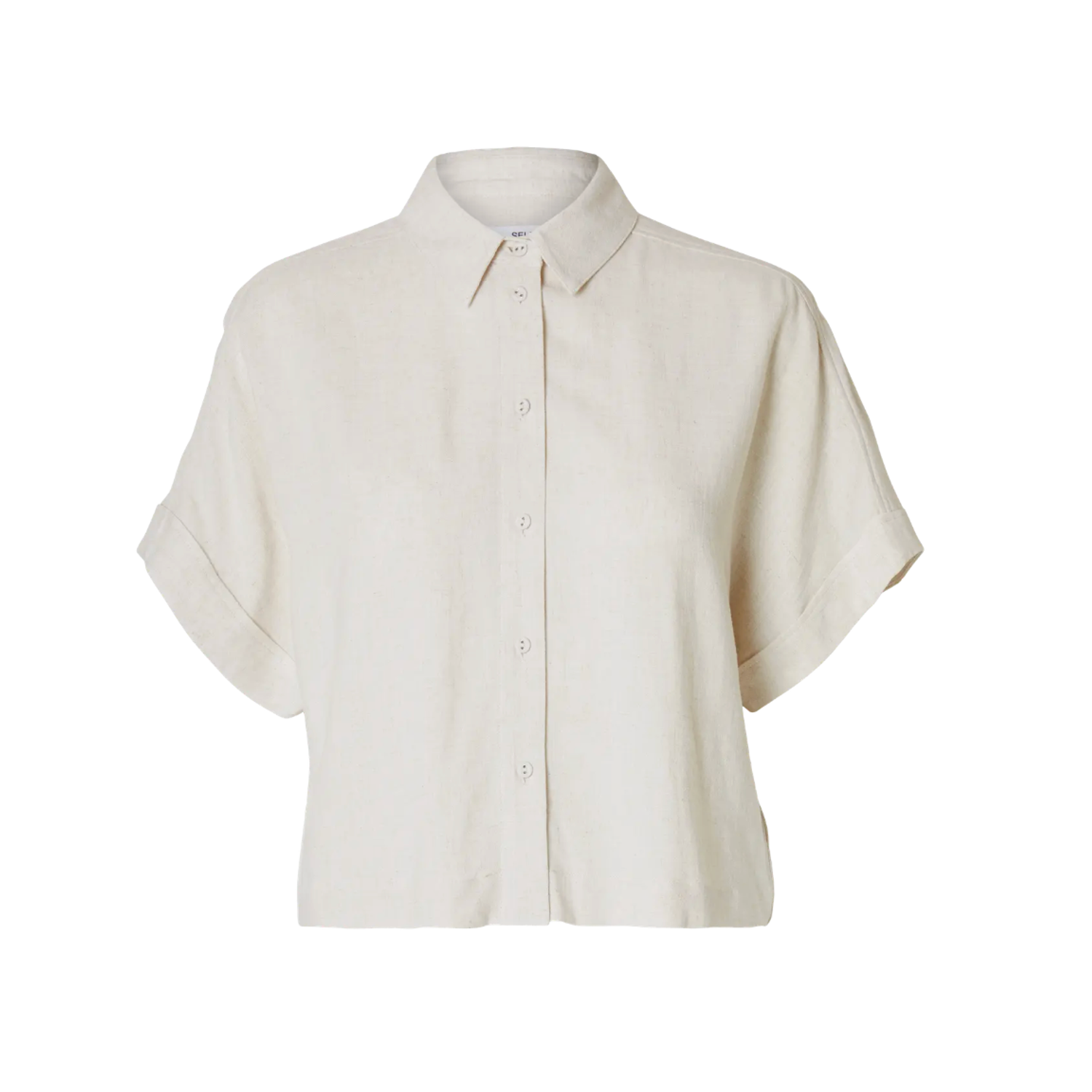Selected Viva SS Cropped Shirt Sandshell - Afbeelding 2