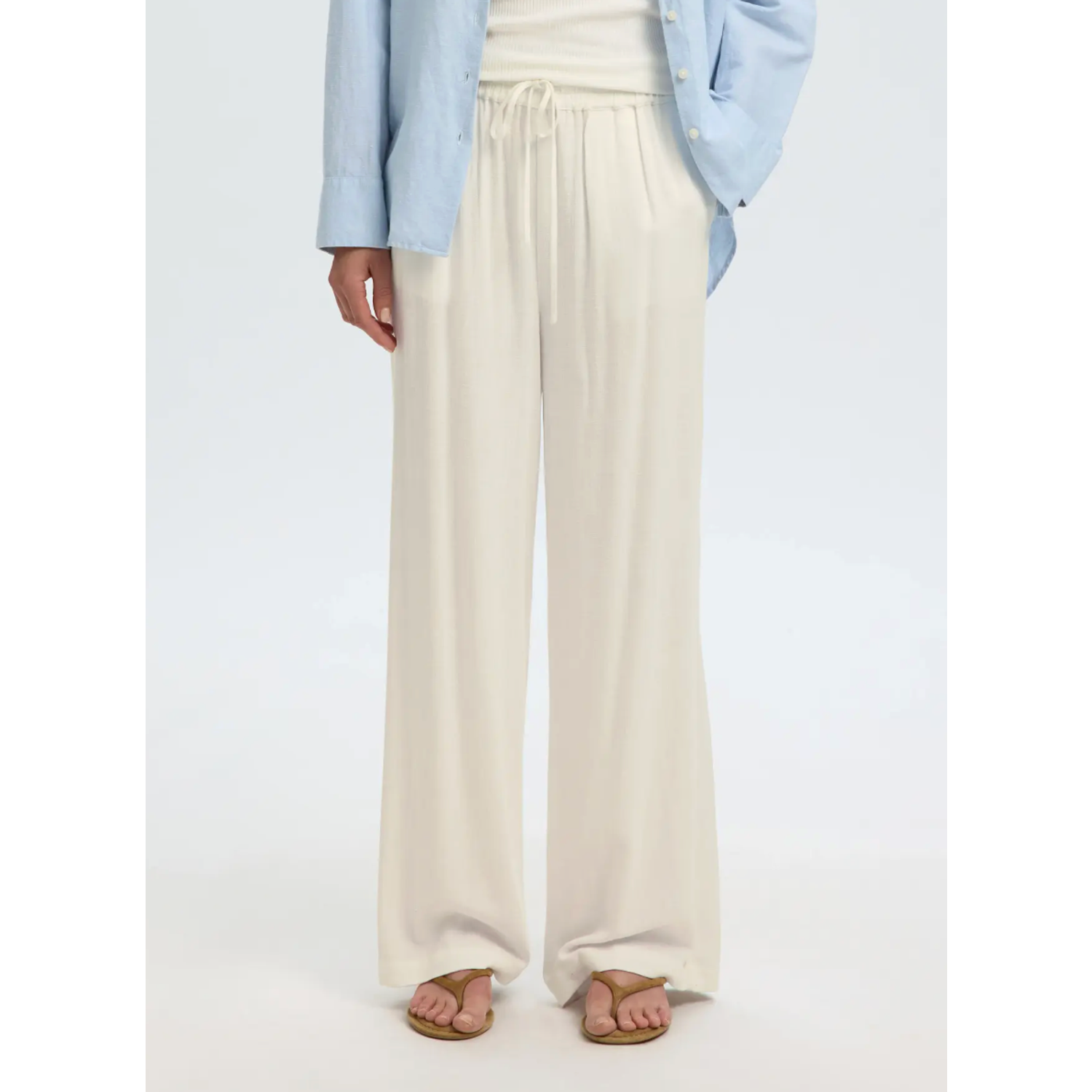 Selected Viva-Gulia Long Linen Pant Sandshell - Afbeelding 2