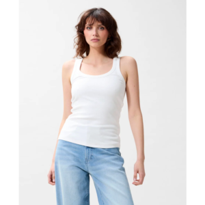 Catwalk Junkie Scoop Neck Rib Singlet Top Off White - Off White, 38