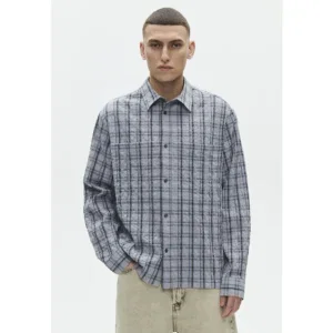 WoodWood Nico X Shirt Minimal Gray Chec