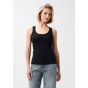 Catwalk Junkie Scoop Neck Rib Singlet Top Black