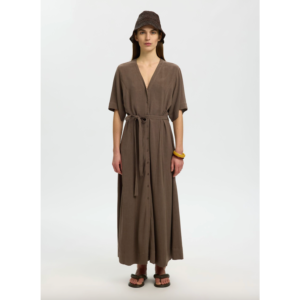 Selected Viva Regular Linen Blend Dress Chocolate Chip - Chocolate Chip, 42