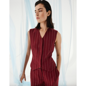 MSCH Claritte Waistcoat Stripe Rhubarb