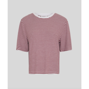 MSCH Jana Tee Stripe Rhubarb - Egret/Rhubarb, M/L