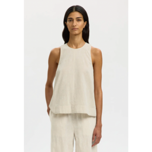 Selected Luisa Linen Blend Top Sandshell - Sandshell, 34