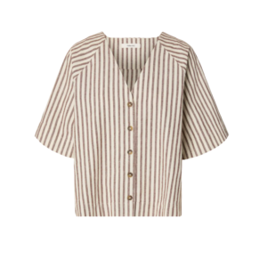 Selected Johanne Relaxed 2/4 Shirt Egret/ Cherry Mah