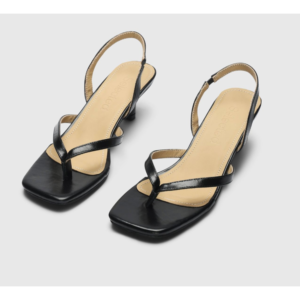 Selected Ella Leather Heel Sandal Black - Black, 39