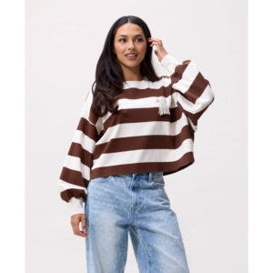 Catwalk Junkie Oversized Striped Long Sleeve Rocky Road - Rocky Road, 36