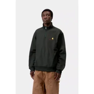 Carhartt WIP Half Zip American Script Sweat Raven - Raven, L