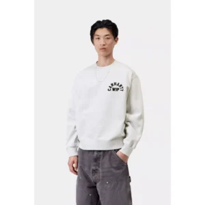 Carhartt WIP S/S Arch Script Sweat Ash Heather / Dark Navy stone washed